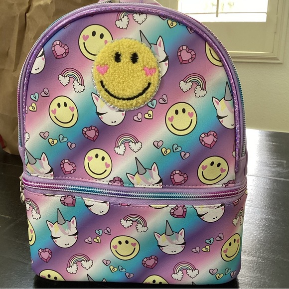 Miss Gwen’s OMG Accessories Unicorn Print & Chenille Happy Patch Mini Backpack - Picture 1 of 5